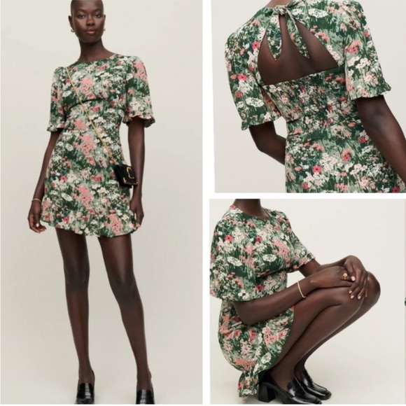 Reformation Alaina Dress In Bohemia Floral Green Pink Size 4 - Picture 2 of 6